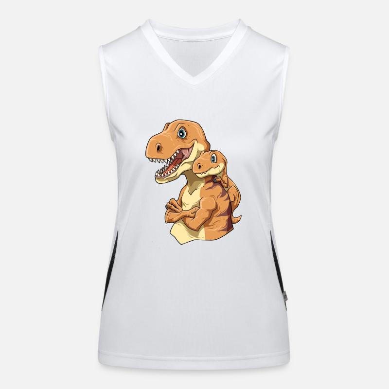 Starker Dino mit Dinosaurier Kind Funktionelles Kontrast-Tank Top für Frauen