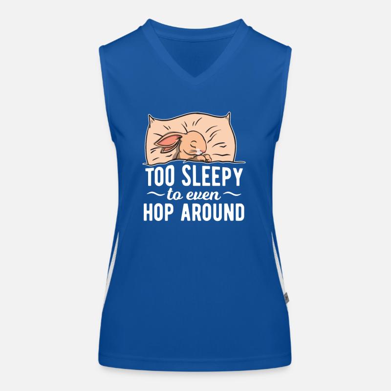 tired rabbit sleeps in bed at night Women's Functional Contrast Tank Top