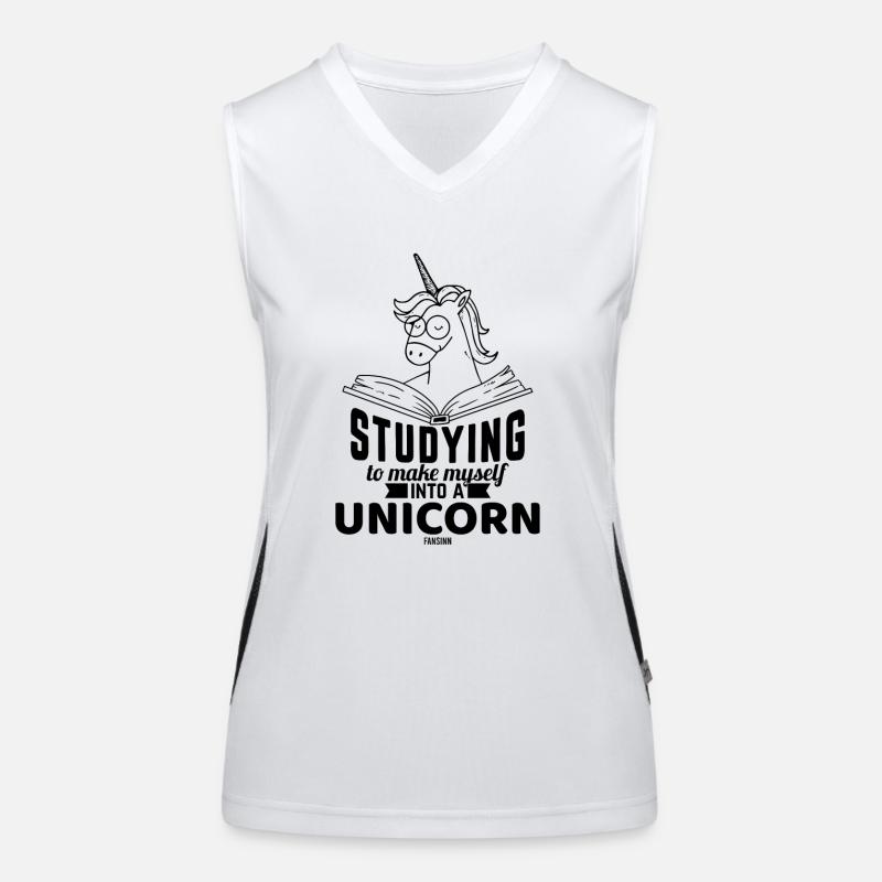 Unicorn Book Reading School Women's Functional Contrast Tank Top