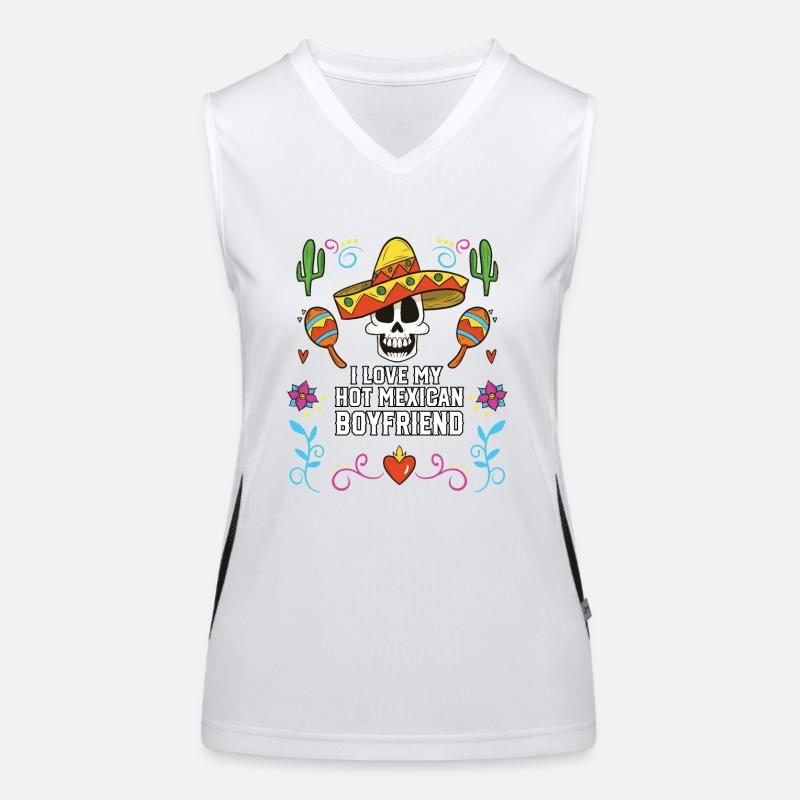 J’aime mon petit ami mexicain chaud Mexico Pride Débardeur respirant contrasté Femme