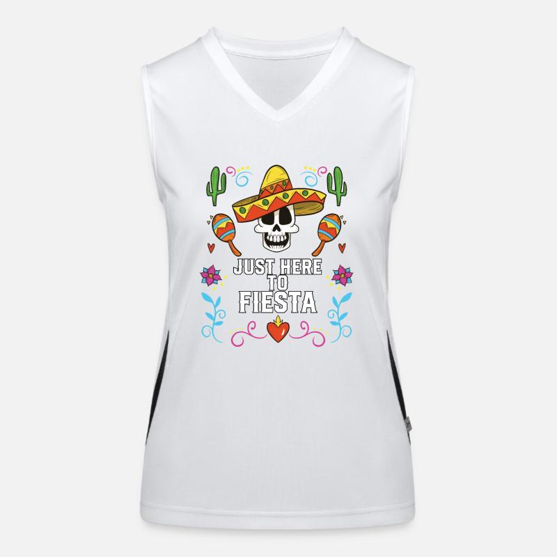 Just Here To Fiesta Cinco De Mayo Mexican Pride Funktionelles Kontrast-Tank Top für Frauen