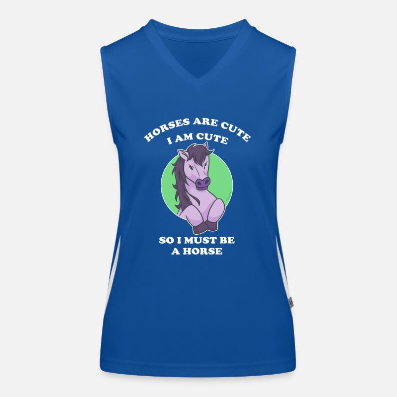 Pferde sind niedlich ich bin niedlich also bin ich Funktionelles Kontrast-Tank Top für Frauen