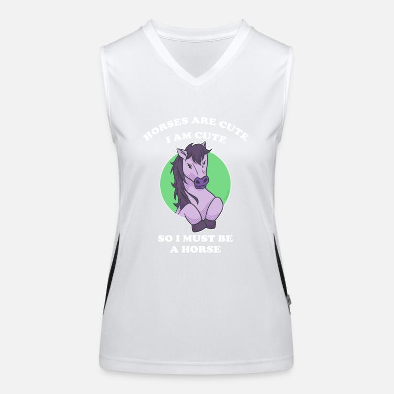 Pferde sind niedlich ich bin niedlich also bin ich Funktionelles Kontrast-Tank Top für Frauen