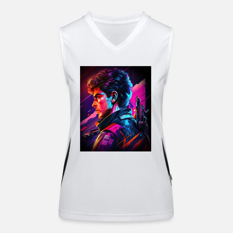 Retrowave Synthwave 80s Design Funktionelles Kontrast-Tank Top für Frauen
