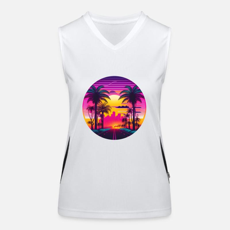 Retrowave Synthwave 80s Design Funktionelles Kontrast-Tank Top für Frauen