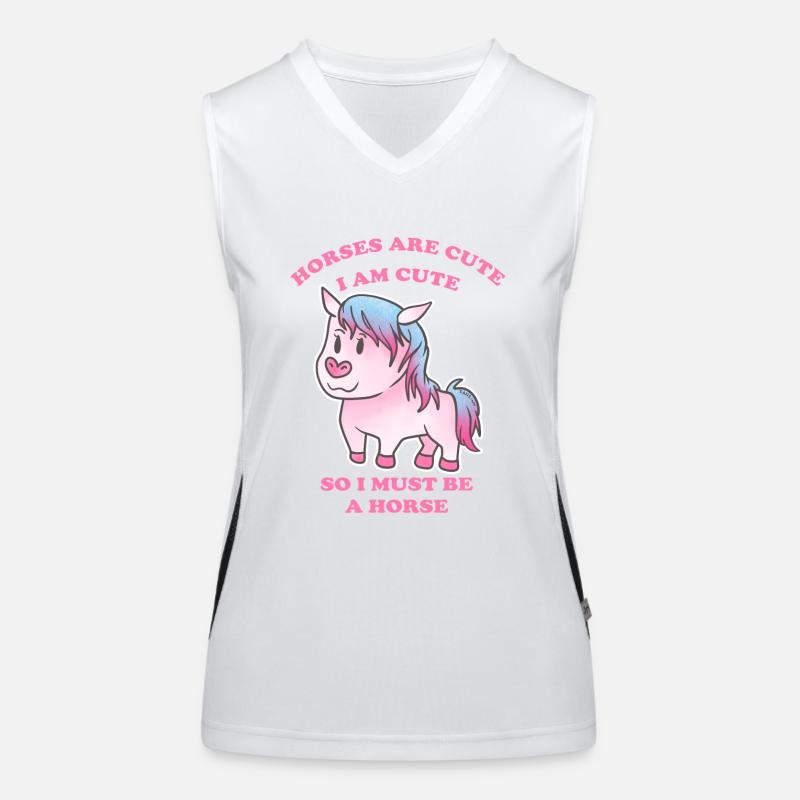 Pferde sind niedlich ich bin niedlich also bin ich Funktionelles Kontrast-Tank Top für Frauen