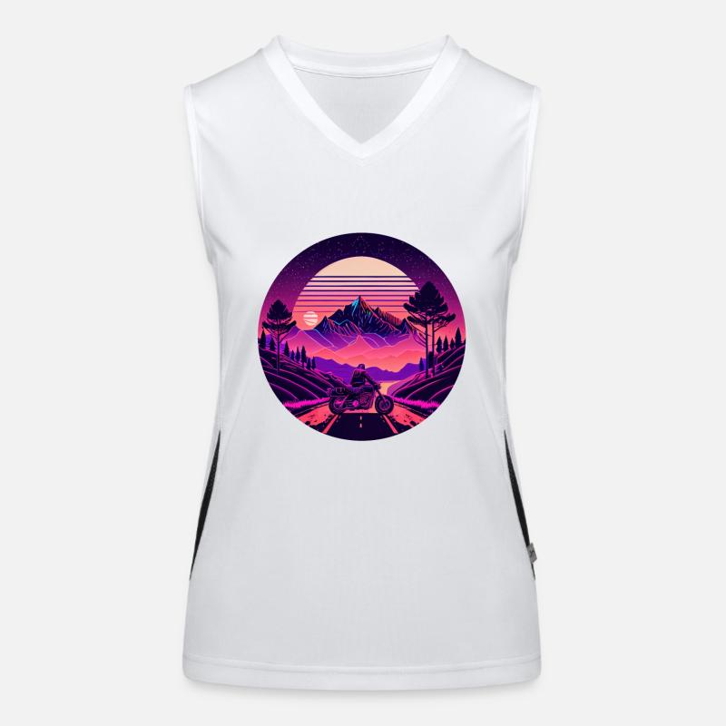 Retrowave Synthwave 80s Design Funktionelles Kontrast-Tank Top für Frauen