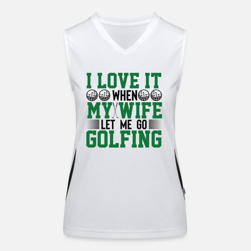 Golf Ehefrau Golfspieler Golftasche Ehemann Ball Funktionelles Kontrast-Tank Top für Frauen