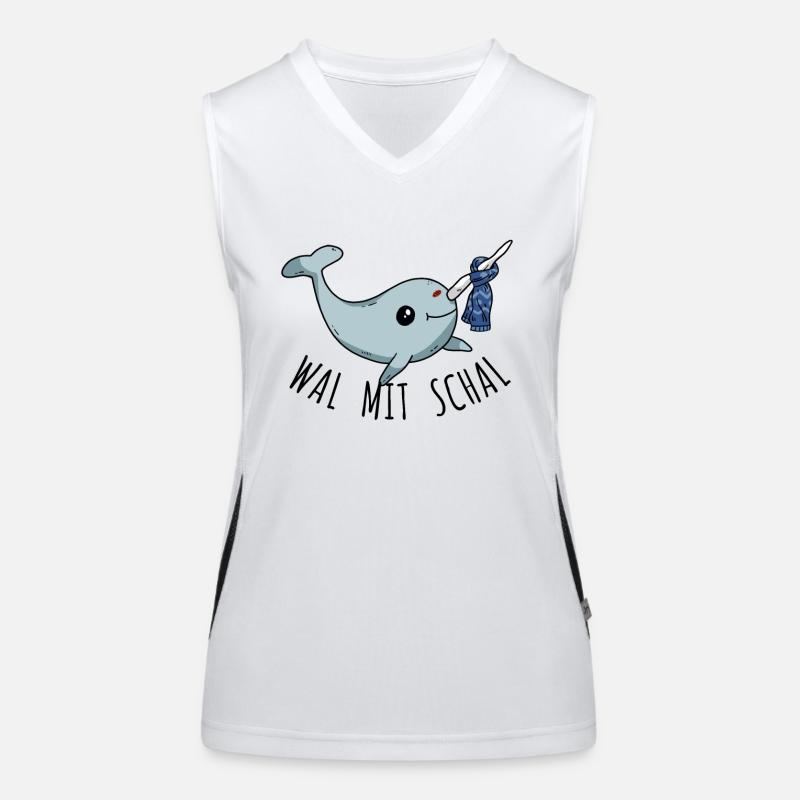 Wal mit Schal - süßer Narwal Winter lustig Spruch Funktionelles Kontrast-Tank Top für Frauen