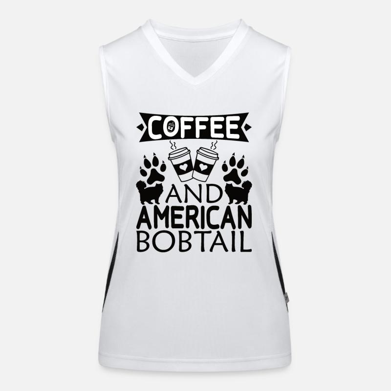 American bobtail coffee drinking caffeine paw dog Women's Functional Contrast Tank Top