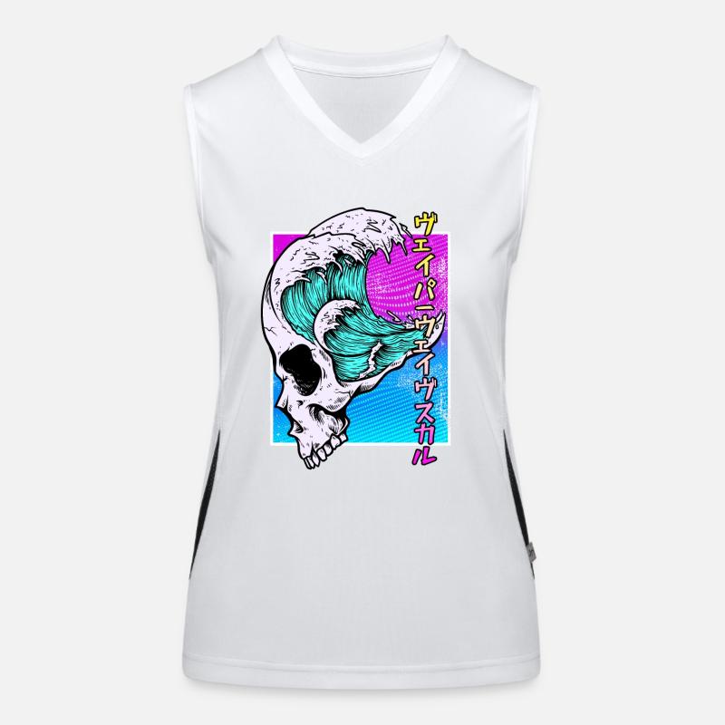 Skull Vaporwave Synthwave Funktionelles Kontrast-Tank Top für Frauen