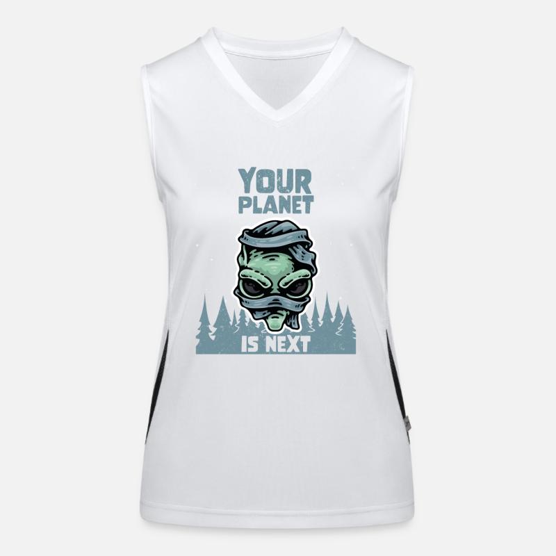 Alien Galaxy Space Lover Your Planet Is Next Funktionelles Kontrast-Tank Top für Frauen