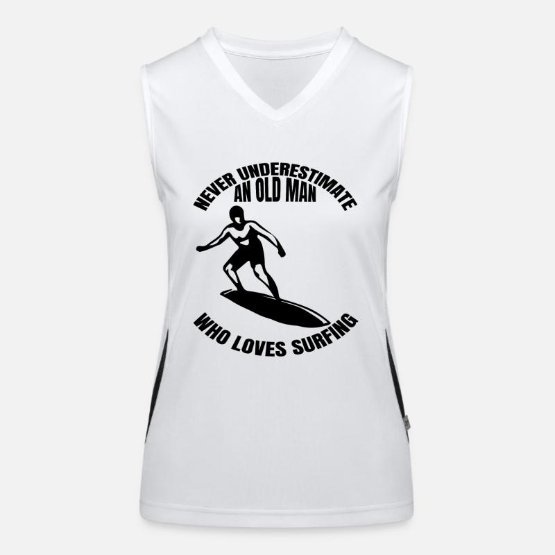 Surfer Daddy Surfboard Surfing Dad Surf Instructor Women's Functional Contrast Tank Top