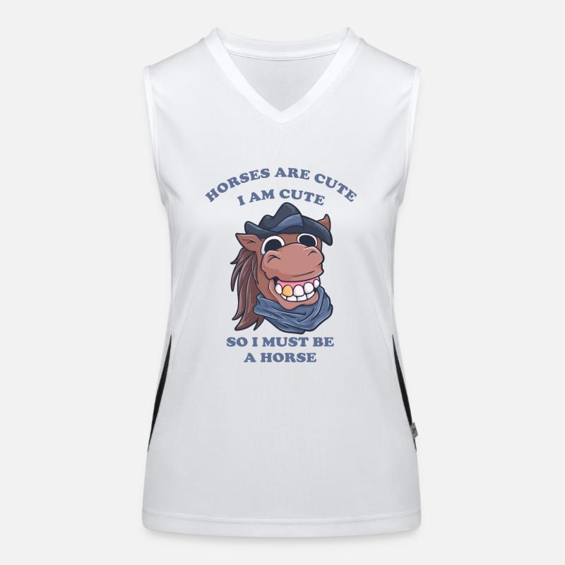 Pferde sind niedlich ich bin niedlich also bin ich Funktionelles Kontrast-Tank Top für Frauen