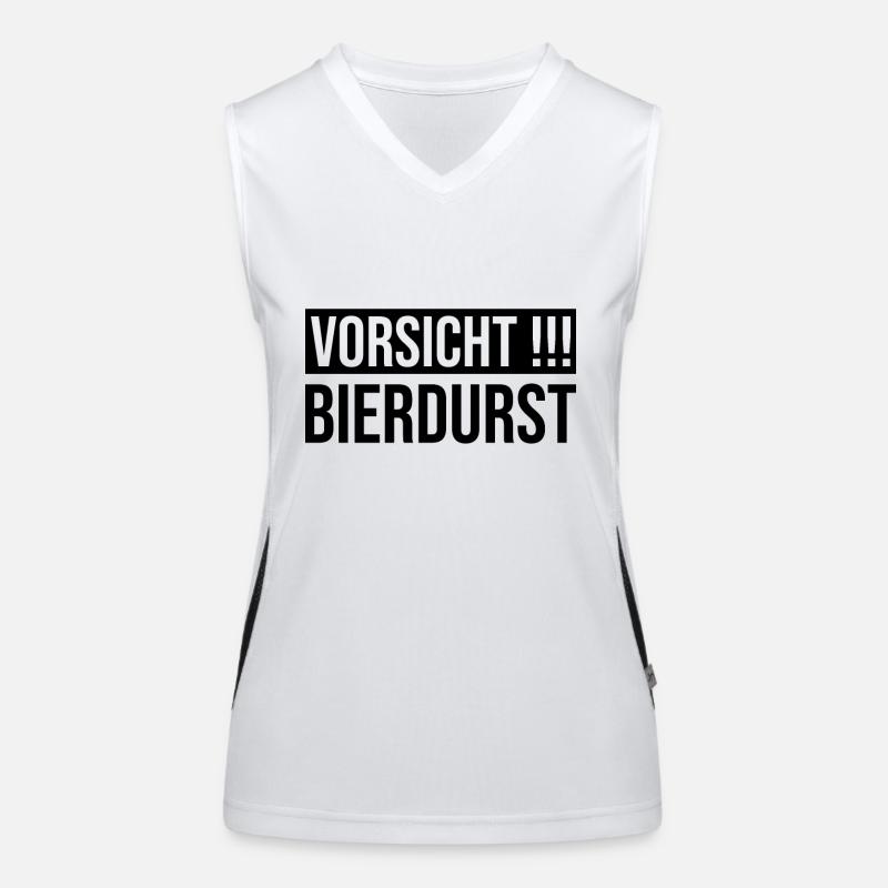 Vorsicht Bierdurst Funktionelles Kontrast-Tank Top für Frauen