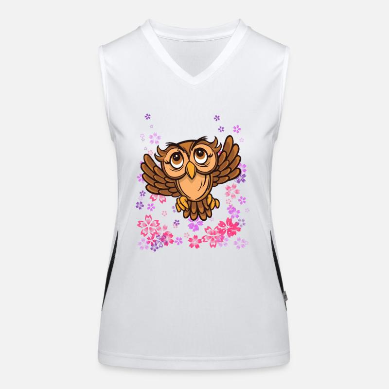 braune Eule mit Blumen Funktionelles Kontrast-Tank Top für Frauen
