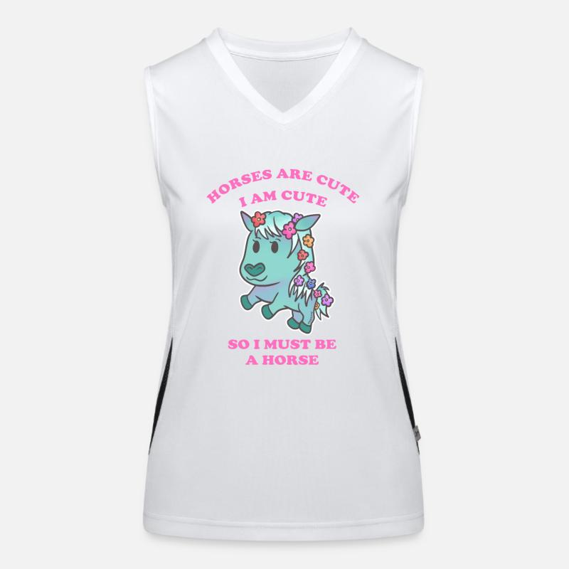 Pferde sind niedlich ich bin niedlich also bin ich Funktionelles Kontrast-Tank Top für Frauen