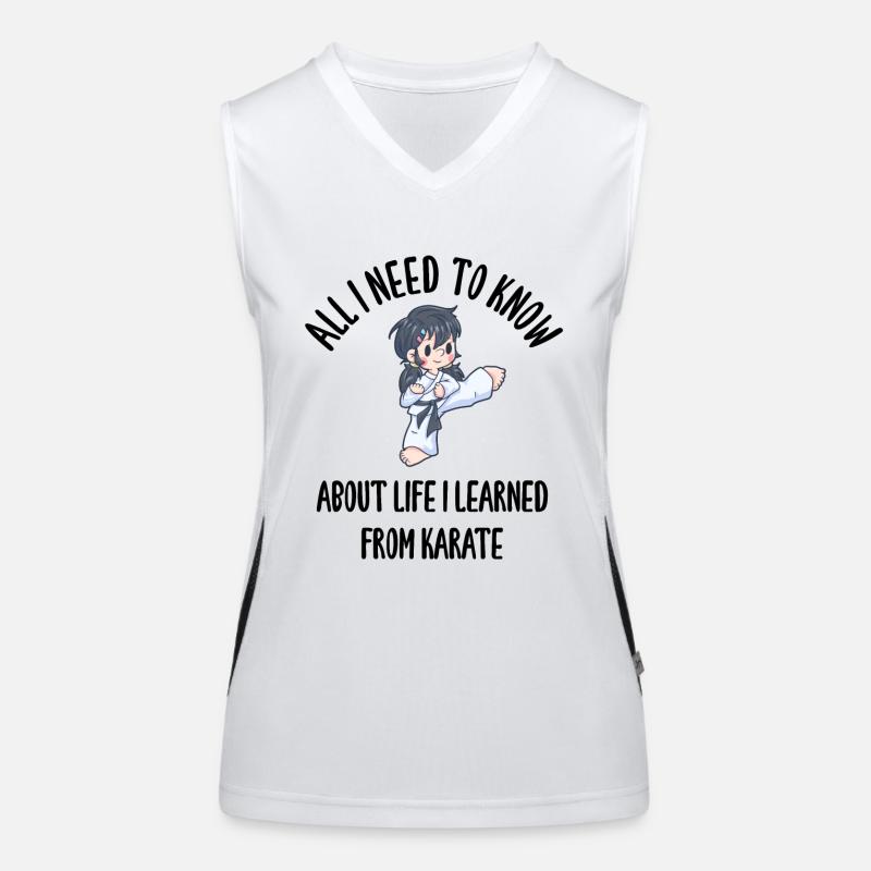 All I Need To Know About Life Karate Funktionelles Kontrast-Tank Top für Frauen