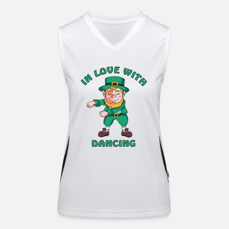 Leprechaun dancing on St Patrick's Day in Ireland Women's Functional Contrast Tank Top