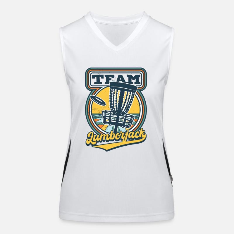 Team Holzfäller Disc Golf Funktionelles Kontrast-Tank Top für Frauen