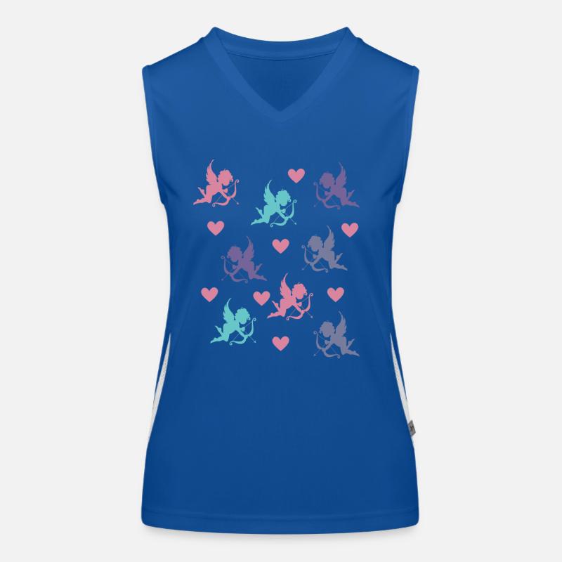 Amorki i serca Funkcjonalna damska koszulka bez rękawów z kontrastowymi wstawkami