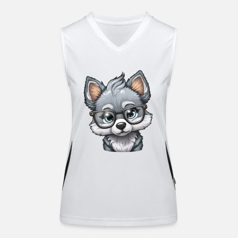 Cute little wolf Women's Functional Contrast Tank Top