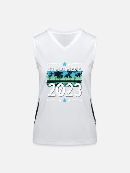 Grande Canarie 2023 (Garantie du prix le plus bas) - Débardeur respirant contrasté Femme - blanc/noir - Devant