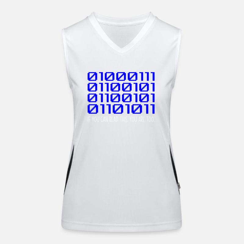 Funny Coder Binärcode Programmierer Entwickler Funktionelles Kontrast-Tank Top für Frauen