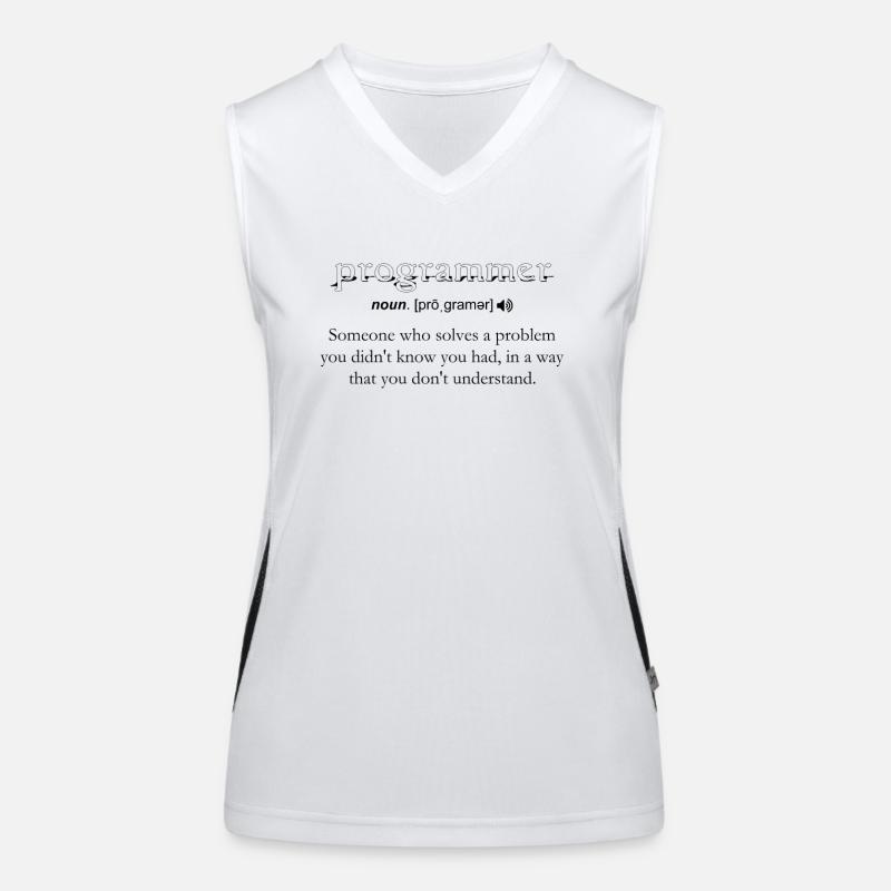 Programmeur Drôle Définition Codage Humour Noir Débardeur respirant contrasté Femme