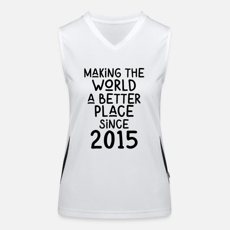 Making the World a better place since 2015 Funktionelles Kontrast-Tank Top für Frauen