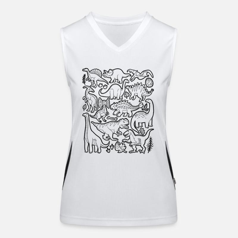 Dinosaur Doodles Dino T-Rex Velociraptor Prehistoric Women's Functional Contrast Tank Top
