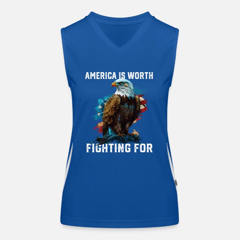 America is Worth Fighting For American Bald Eagle Funktionelles Kontrast-Tank Top für Frauen