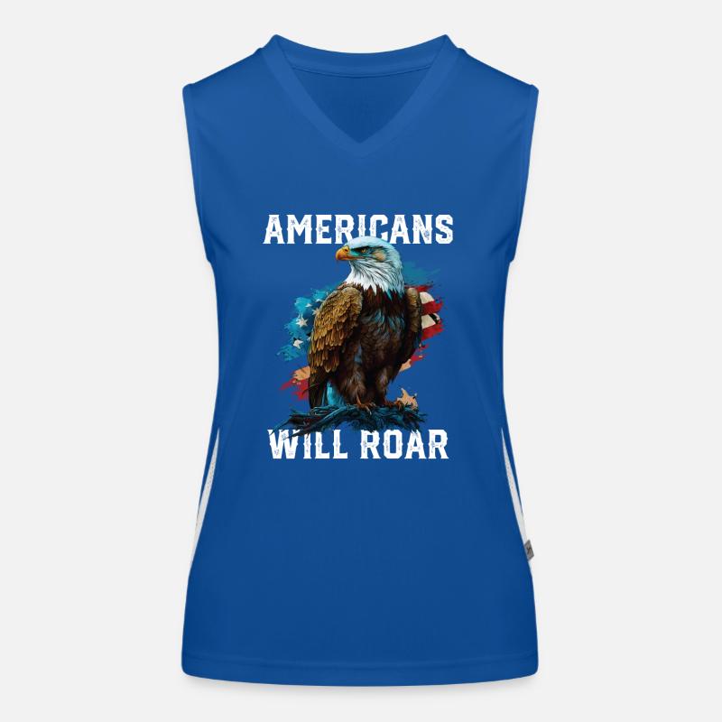 Americans Will Roar American Bald Eagle America Funktionelles Kontrast-Tank Top für Frauen
