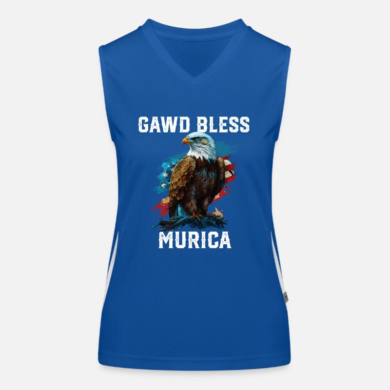 Gawd Bless Murica American Bald Eagle Funny Débardeur respirant contrasté Femme