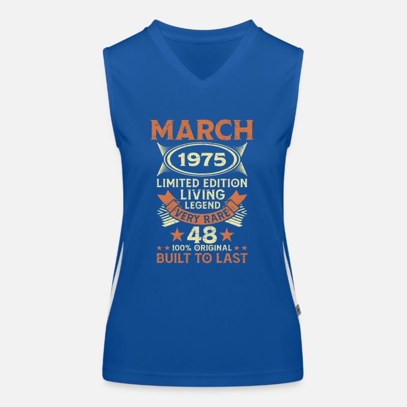 48th birthday March Born 1975 Gift idea Women's Functional Contrast Tank Top