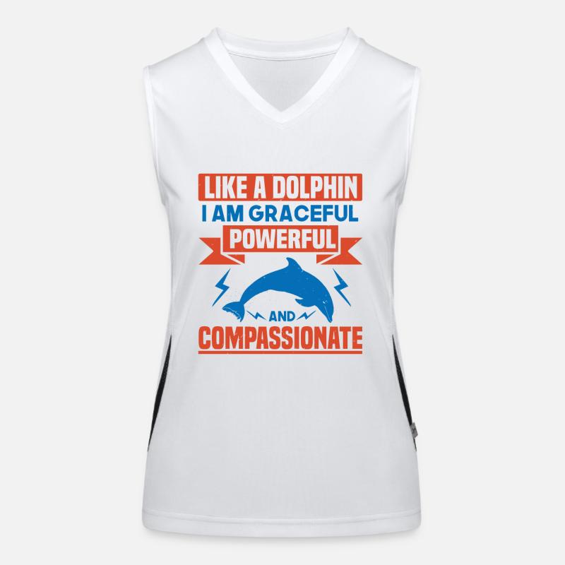 WIE EIN DELFIN BIN ICH ANMUTIG MÄCHTIG EIN KOMPASS Funktionelles Kontrast-Tank Top für Frauen