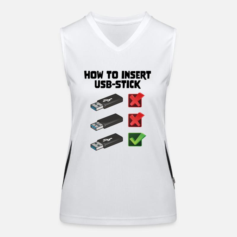 How To Insert USB Stick Funny Programmer Meme Funktionelles Kontrast-Tank Top für Frauen