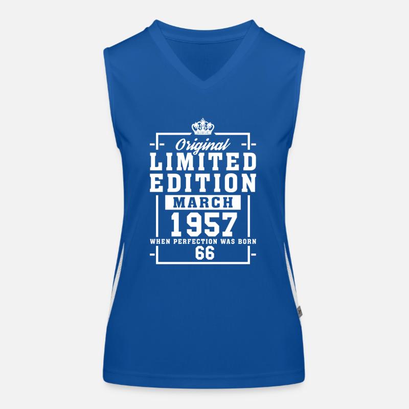 66th birthday March Born 1957 Gift idea Women's Functional Contrast Tank Top
