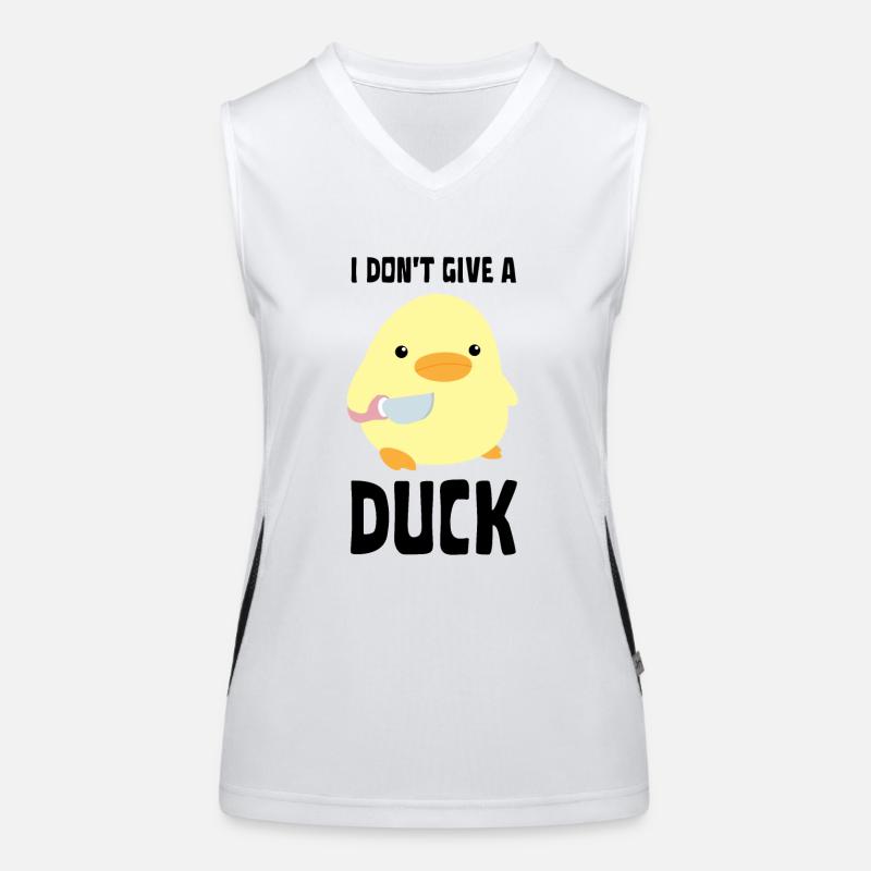 I Don't Give A Duck - Funny Duck with knife Meme Funktionelles Kontrast-Tank Top für Frauen