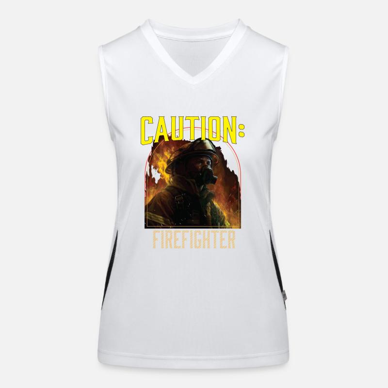 Caution Firefighter Fire Rescue Fireman Funktionelles Kontrast-Tank Top für Frauen