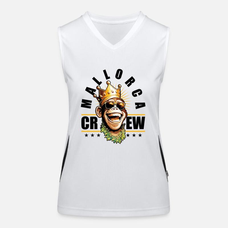 Mallorca Crew König Affe Party Spruch Funktionelles Kontrast-Tank Top für Frauen