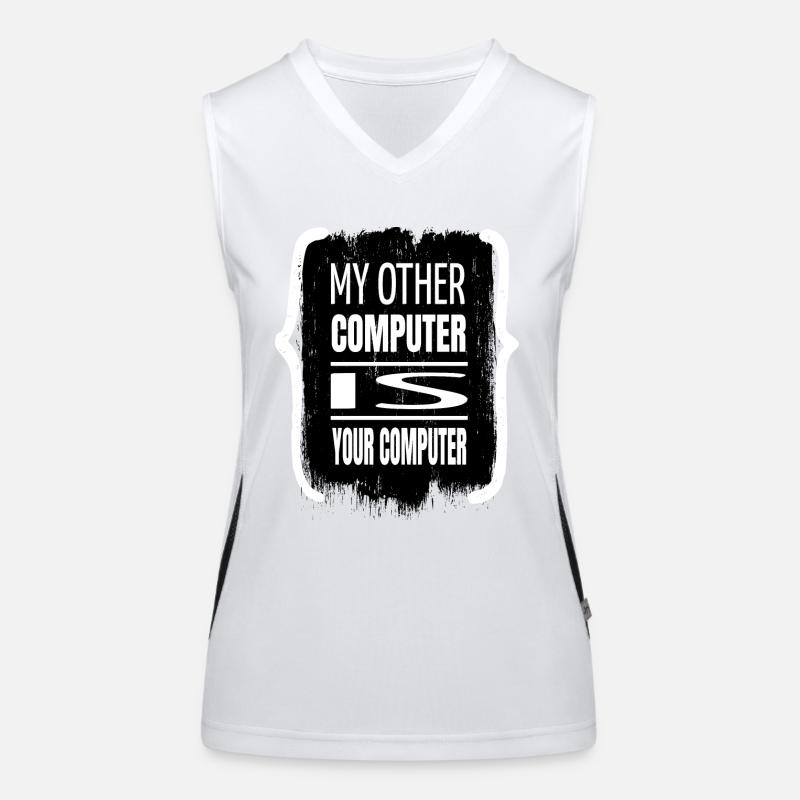 quote awesome coding anonymous hacker joke bday Funktionelles Kontrast-Tank Top für Frauen