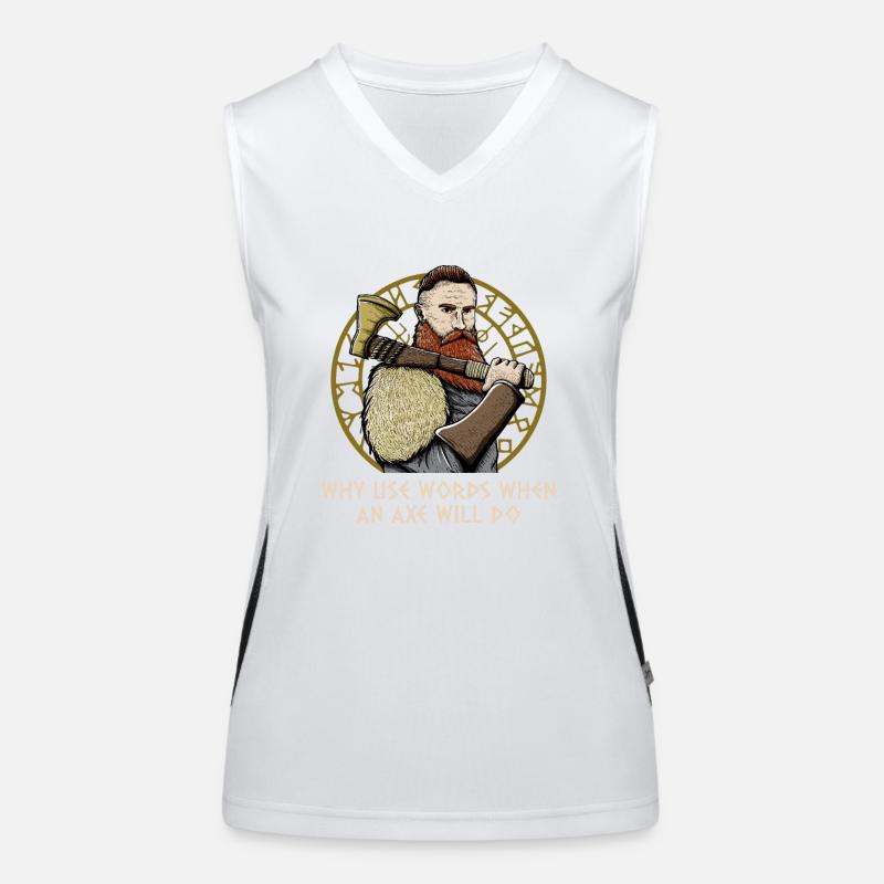 Why Use Words When an Axe Will Do Mythology Funktionelles Kontrast-Tank Top für Frauen