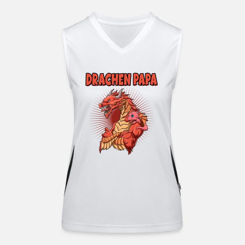 Drachen Papa mit Drachen Kind Funktionelles Kontrast-Tank Top für Frauen