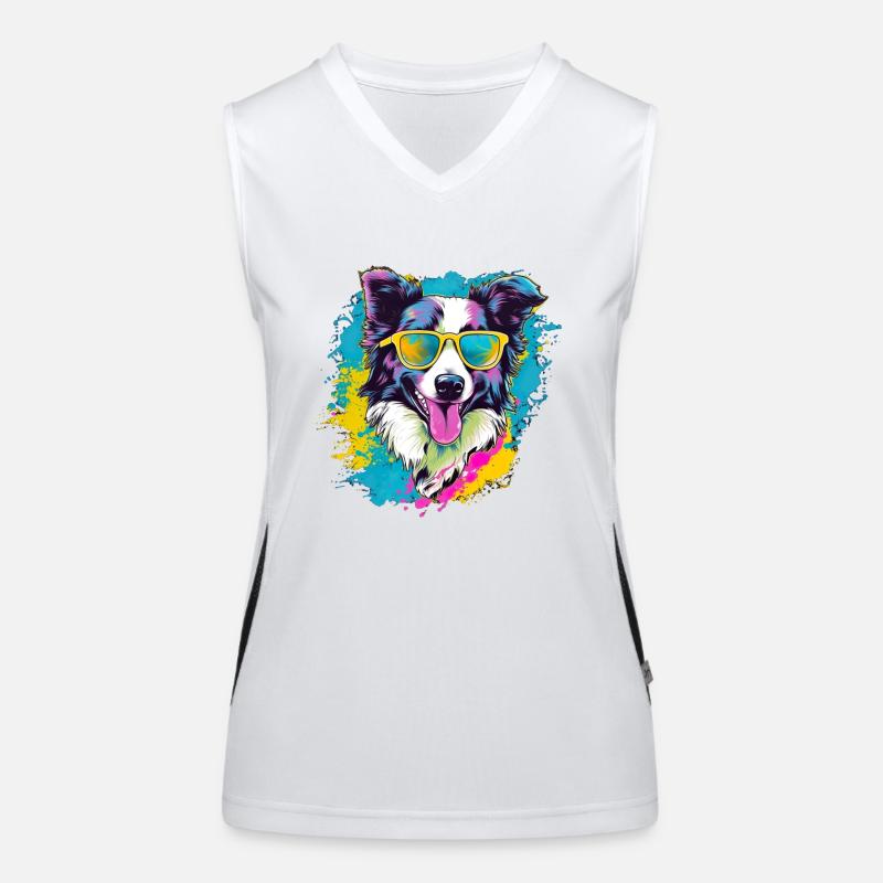 Border Collie Hund Hunderasse Funktionelles Kontrast-Tank Top für Frauen