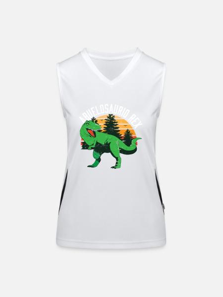 Abuelosaurio Rex I Funny Grandpa T-Rex - Funktionelles Kontrast-Tank Top für Frauen - Weiß/Schwarz - Vorne