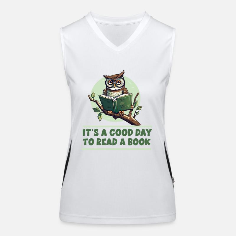 It's A Good Day To Read A Book Eule Funktionelles Kontrast-Tank Top für Frauen