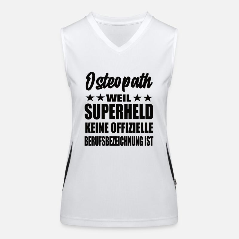 Osteopath Superheld Spruch Funktionelles Kontrast-Tank Top für Frauen