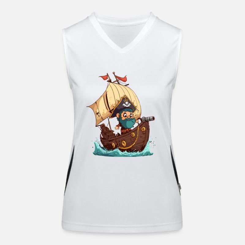 Cute and cute pirate illustration Women's Functional Contrast Tank Top