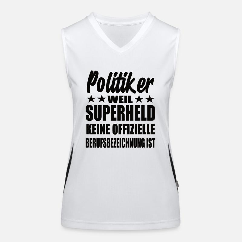 Politiker Superheld Spruch Funktionelles Kontrast-Tank Top für Frauen